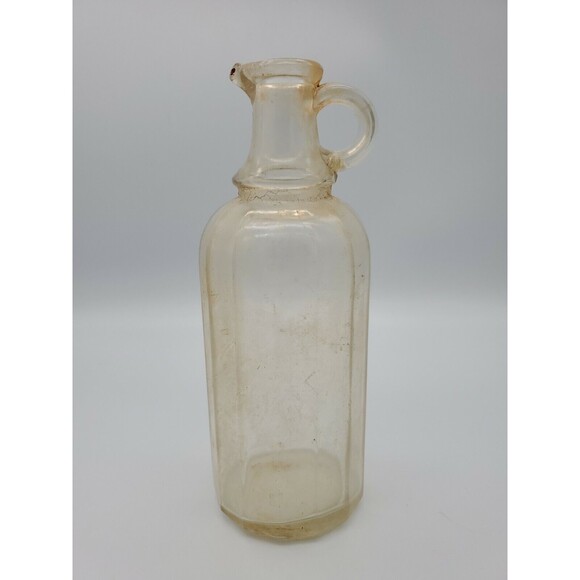 Cruet Bottle Circa 1930's Thick Clear Glass with Handle - Picture 1 of 12